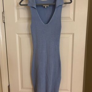 Freshman Light Blue V-Neck Mini Dress